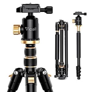 viciall 80” tripod, camera tripod for dslr, compact aluminum tripod with 360 degree ball head and 8kgs load for phone, camera, travel and work