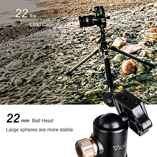 VICIALL 80'' Tripod, Camera Tripod for DSLR, Compact Aluminum Tripod with 360 Degree Ball Head and 8kgs Load for Phone, Camera, Travel and Work