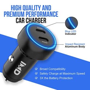 USB Type-C Car Charger Car Accessories – 60W Dual Ports Type-C Cell Phone Charger – Lighter USB Charger Compatible with iPhone, Samsung, Tablet – Fast Charge and Reliable Connection