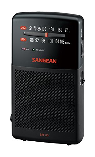 Sangean SR-35 AM/FM Pocket Analog Radio, Black