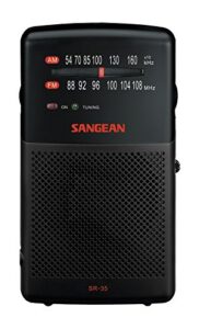 sangean sr-35 am/fm pocket analog radio, black