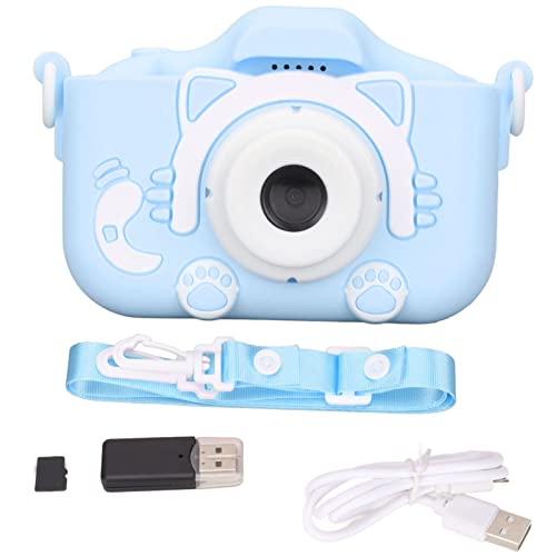 Liccx Kids Camera, Portable Kids Video Camera with Protective Cover and Lanyard, 1080P HD Digital Camera for Kids Age 3 4 5 6 7 8 9 10 11 12 Years Old(Blue, with 32GB Memory Card)