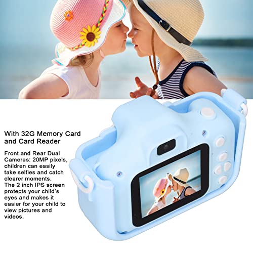 Liccx Kids Camera, Portable Kids Video Camera with Protective Cover and Lanyard, 1080P HD Digital Camera for Kids Age 3 4 5 6 7 8 9 10 11 12 Years Old(Blue, with 32GB Memory Card)