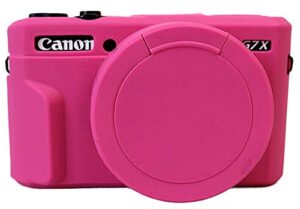 removable lens cover silicone gel rubber soft camera case cover for canon powershot g7x mark ii camera magneta