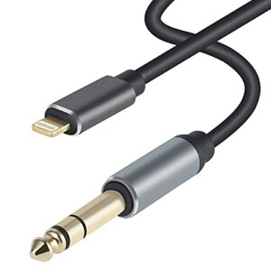 lightning to 1/4 inch 6.35mm trs audio stereo cable for iphone12/12 pro/x/xs/xr/8/7/ipad/ipod, amplifier, speaker, headphone, mixer 6 ft