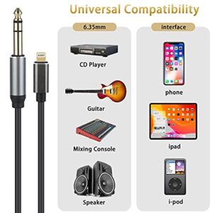 Lightning to 1/4 inch 6.35mm TRS Audio Stereo Cable for iPhone12/12 Pro/X/XS/XR/8/7/iPad/iPod, Amplifier, Speaker, Headphone, Mixer 6 FT