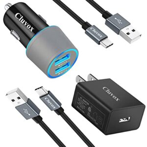 cluvox usb c fast charger kit, compatible for samsung galaxy s22/s21/s20/plus/ultra/s10/s10e/s9/s8/note 20/10/9/a20/a50, quick charge 3.0 charger set, rapid car adapter+wall charger&6ft type c cords