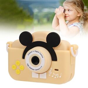 Shanrya Mini Digital Children Camera, High Definition ABS Kids Digital Camera 2 Inch Screen 600mAh Rechargeable Multifunctional for Gifts(Beige)