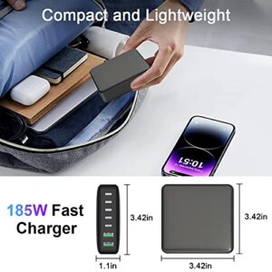 USB C Charger, 185W 7 Port USB C Charging Station Portable USB C Wall Fast Charger Laptop USB C Power Adapter for MacBook Pro/Air,iPad Pro,iPhone 14/13/Mini/Pro/13Pro Max/12 Samsung Galaxy Note