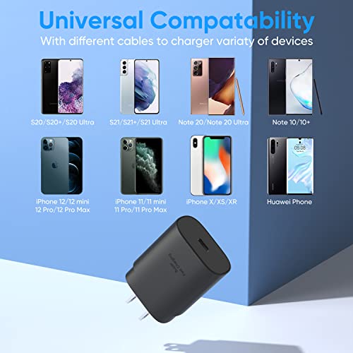 Super Fast USB Type C Charger Kit Compatible Android Phone Samsung Galaxy S22, S22 Plus, S20 / S21 Ultra Plus 5G, Note 20 / Note 10 Plus/S9/S8/S10e/S10, Pixel 6 Pro, 25W PD Wall Power Adapter & Cable