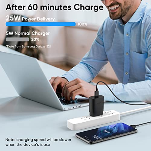 Super Fast USB Type C Charger Kit Compatible Android Phone Samsung Galaxy S22, S22 Plus, S20 / S21 Ultra Plus 5G, Note 20 / Note 10 Plus/S9/S8/S10e/S10, Pixel 6 Pro, 25W PD Wall Power Adapter & Cable