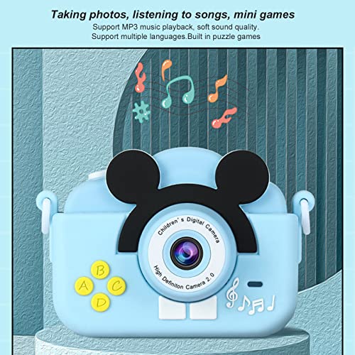 Shanrya Mini Digital Children Camera, High Definition ABS Kids Digital Camera 2 Inch Screen 600mAh Rechargeable Multifunctional for Gifts(Sky Blue)