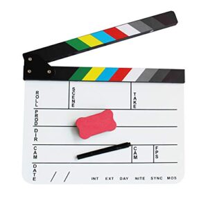 Coolbuy112 Acrylic Film Directors Clapboard, Hollywood Filming Slate Movie Clapboard Decoration Larger Scene Clapper Board with a Magnetic Blackboard Eraser and Two Custom Pens