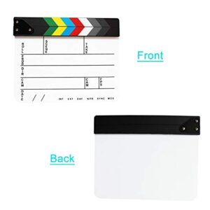 Coolbuy112 Acrylic Film Directors Clapboard, Hollywood Filming Slate Movie Clapboard Decoration Larger Scene Clapper Board with a Magnetic Blackboard Eraser and Two Custom Pens