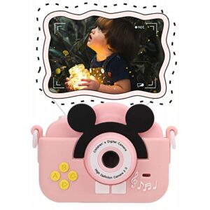 Shanrya Mini Digital Children Camera, High Definition ABS Kids Digital Camera 2 Inch Screen 600mAh Rechargeable Multifunctional for Gifts(Pink)