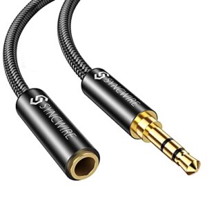 syncwire headphone extension cable – 6ft [hi-fi sound][gold plated jack][trs] nylon-braided 3.5mm male to female audio extension cord compatible with iphone ipad smartphone tablets media players