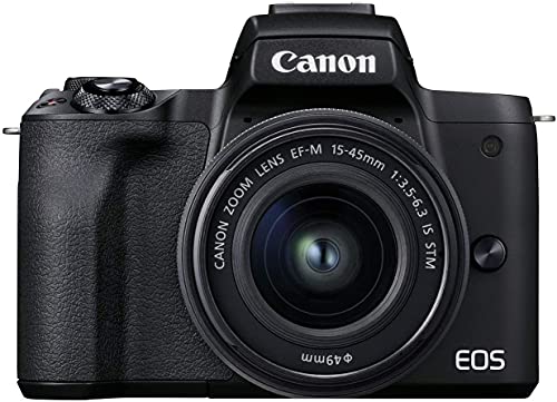 Canon EOS M50 Mark II Mirrorless Digital Camera 24.1MP Sensor with EF-M 15-45mm is STM Lens + 128GB Memory Card + Camera Case+ TopKnotch Accessories Kit (International Model) (Renewed)