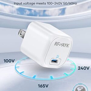 USB C Charger Block - RFNAYK 20W Super Mini iPhone 14/14 Plus/14 Pro/14 Pro Max Fast Charger, PD 3.0 Wall Charger Power Adapter for iPhone 12 13 Pro Max XR XS 8 Galaxy Pixel 4/3 iPad/iPad min (White)