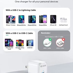 USB C Charger Block - RFNAYK 20W Super Mini iPhone 14/14 Plus/14 Pro/14 Pro Max Fast Charger, PD 3.0 Wall Charger Power Adapter for iPhone 12 13 Pro Max XR XS 8 Galaxy Pixel 4/3 iPad/iPad min (White)