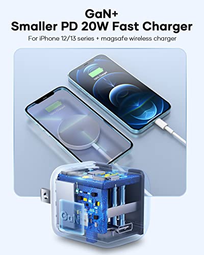 USB C Charger Block - RFNAYK 20W Super Mini iPhone 14/14 Plus/14 Pro/14 Pro Max Fast Charger, PD 3.0 Wall Charger Power Adapter for iPhone 12 13 Pro Max XR XS 8 Galaxy Pixel 4/3 iPad/iPad min (White)