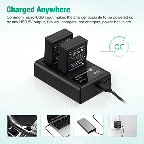 FirstPower NP-W126 NP-W126S Battery (2-Pack) and USB Dual Charger for Fujifilm X100V, X100F, X-A5, X-A10, X-E4, X-Pro2, X-Pro3, X-T1, X-T2, X-T3, X-T10, X-T20, X-T30, X-T30 II, X-T100, X-T200 FinePix