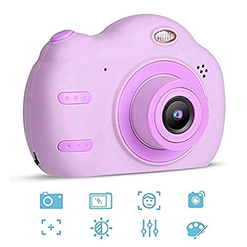 LKYBOA Photo Camera Cartoon Child Camera -Kids Camera, Kids Digital Camera Screen Selfie Video Camera with Cartoon Silicone Case (Color : Purple)