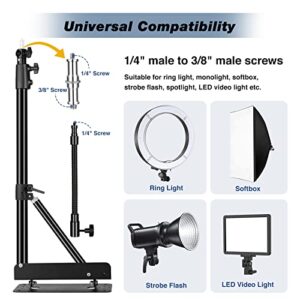 iFongsh 51"/130cm Adjustable Wall Mount Triangle Boom Arm with 9.8"/25cm Metal Flexible Tube Arm, Support 180° Rotation for Ring Light, Monolight, Softbox, Strobe Light, LED Video Light