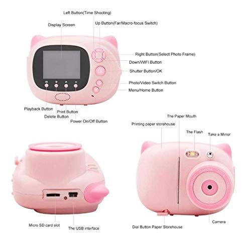 LKYBOA Pink Children's Camera -Children Digital Cameras Kid Action Camera Toddler Video Recorder Child Rechargeable Camera
