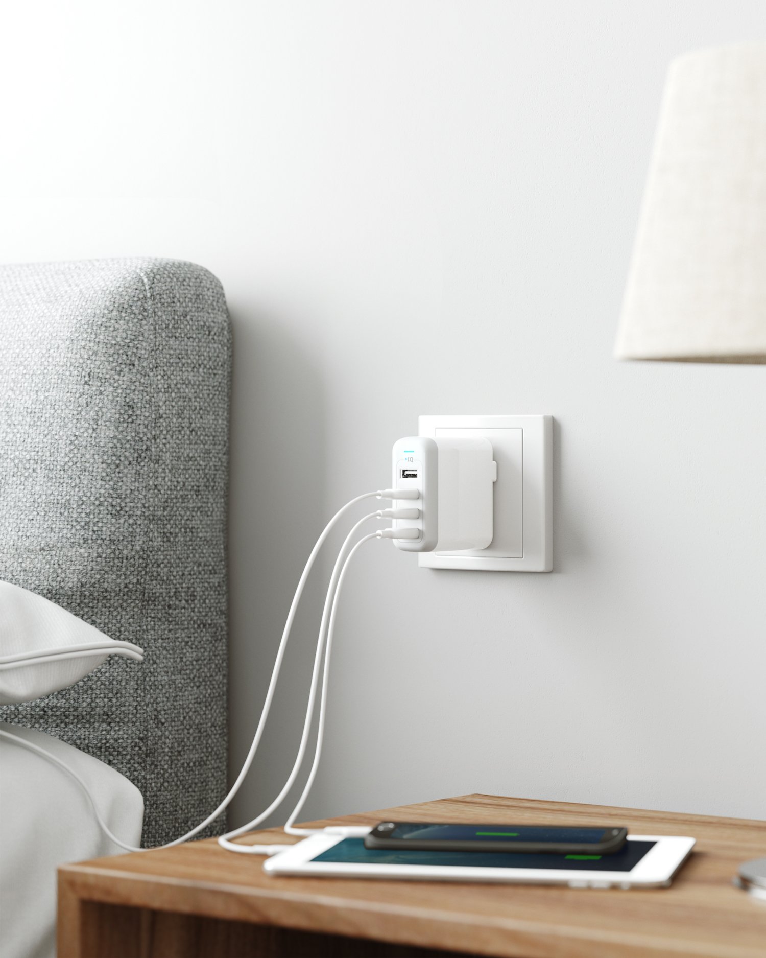 Anker 40W 4-Port USB Wall Charger with Foldable Plug, PowerPort 4 for iPhone 11/XS/XS Max/XR/X/8/7/6/Plus, iPad Pro/Air 2/Mini 4/3, Galaxy/Note/Edge, LG, Nexus, HTC, and More, white (A2142)