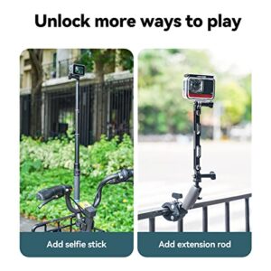 Aluminum Handlebar Bike Clamp Mount for GoPro Insta360 Phone, 360°Ball Head Super Monitor Gripper DSLR Magic Arm with 1/4"-20 Thread Bicycle Motorcycle Boat Tube Bar Attachment LED Light Accessories