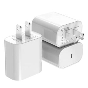 [apple mfi certified] iphone fast charger 3pack, igenjun 20w usb c charger wall charger block with pd 3.0, compact usb c power adapter for iphone 13/13 pro/12, galaxy, pixel, airpods pro (white)