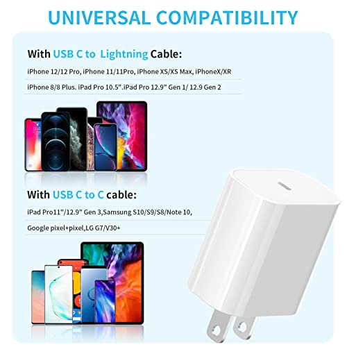 [Apple MFi Certified] iPhone Fast Charger 3Pack, iGENJUN 20W USB C Charger Wall Charger Block with PD 3.0, Compact USB C Power Adapter for iPhone 13/13 Pro/12, Galaxy, Pixel, AirPods Pro (White)