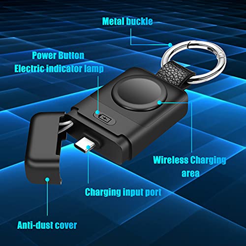 Portable Wireless Charger for Apple Watch,HUOTO【Upgraded Version】 iWatch Charger 1400mAh Smart Keychain Power Bank,Portable Magnetic iWatch Charger for Apple Watch Series 8/UItra/7/6/SE/5/4/3/2/1