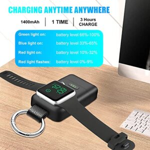 Portable Wireless Charger for Apple Watch,HUOTO【Upgraded Version】 iWatch Charger 1400mAh Smart Keychain Power Bank,Portable Magnetic iWatch Charger for Apple Watch Series 8/UItra/7/6/SE/5/4/3/2/1