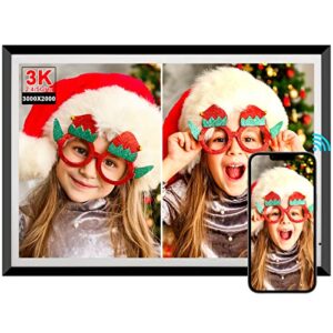 13.5 inch wifi digital photo frame 3k ips lcd touch screen, dual-wifi share photos & videos via app or email, 32gb storage, support usb drive/mirco sd card extend storage, light sensor, auto-rotate