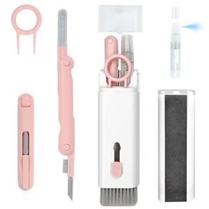 laptop screen keyboard earbud cleaner kit for airpods，7-in-1 electronic cleaner set – with cleaning pen brush spray for phone ipad computer screen/keyboard/headphones/bluetooth earphones (pink)