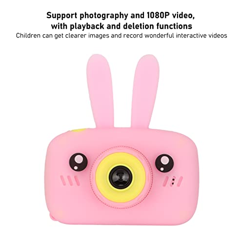 Kids Camera, Children's Cartoon Camera Mini 1080P Full HD Shockproof Bunny Appearance with Lanyard Charging Cable for Girl