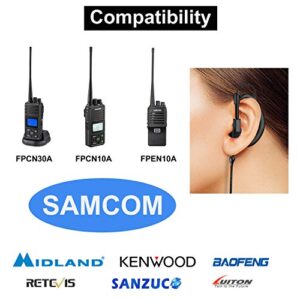 SAMCOM Walkie Talkie Earpiece with Mic G Shape 2 Pin Headset Soft Ear Hook Earpiece Headset 3.5mm Plug Ear Hook Listen Only Two Way Radios