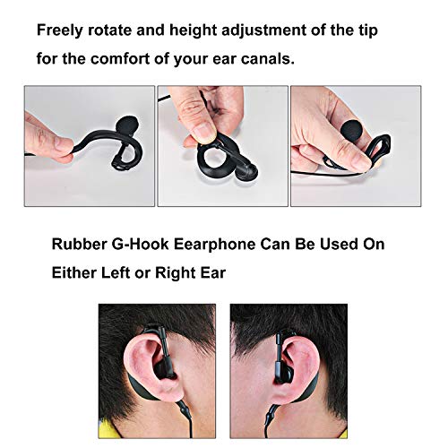 SAMCOM Walkie Talkie Earpiece with Mic G Shape 2 Pin Headset Soft Ear Hook Earpiece Headset 3.5mm Plug Ear Hook Listen Only Two Way Radios