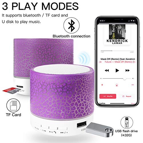 Portable Wireless Mini Bluetooth Speaker,AICase Super Bass Stereo Rechargeable Speaker with LED Lights