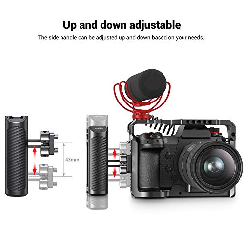 SMALLRIG Universal Aluminum Side Handle Grip for DSLR Camera Cage with Cold Shoe Mount Built-in Wrench, 1/4 Threaded Holes - HSS2425