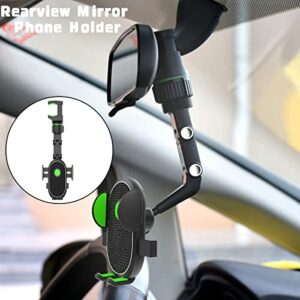 HENGSHI Rearview Mirror Phone Holder for Car,Multifunctional Cell Phone and GPS Holder Mount,360° Rotation Adjustment Cradle Compatible with All Phone Android Smartphone