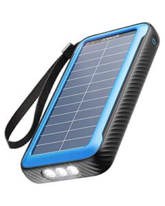 anker powercore solar 20000, 18w usb-c power bank 20,000 mah with dual ports, flashlight, ip65 splash proof and dustproof for outdoor activities, compatible with smartphones and other devices