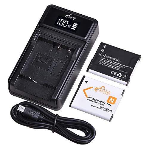 Pickle Power NP-BN1 Batteries and Battery Charger Replacement for Sony Cyber-Shot DSC-W800 DSC-W530 DSC-W570 DSC-W650 DSC-W830 DSC-W310 DSC-W330 DSC-TX10 TX20 TX30 DSC-WX100 DSC-W800 DSC-QX10 DSC-QX30