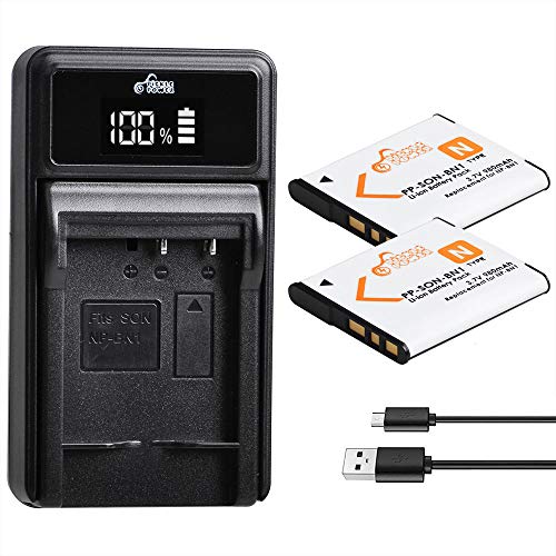 Pickle Power NP-BN1 Batteries and Battery Charger Replacement for Sony Cyber-Shot DSC-W800 DSC-W530 DSC-W570 DSC-W650 DSC-W830 DSC-W310 DSC-W330 DSC-TX10 TX20 TX30 DSC-WX100 DSC-W800 DSC-QX10 DSC-QX30