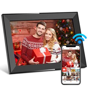skyrhyme 10.1 inch digital picture frame, frameo wifi digital photo frame with 1280 * 800 ips touch screen,16gb storage, auto-rotate slideshow, easy to share photo/video via free app