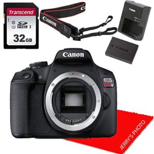 canon eos rebel t7 dslr camera body (no lens) + 32gb memory bundle (renewed)