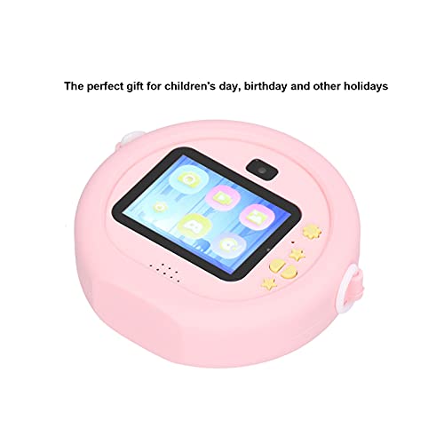 ciciglow Kids Camera, Portable Mini Pink Round Camera for Children 2.4 Inch 4000W IPS Selfie Video Kid's Toy Camera for Birthday Gifts, Waterproof Shockproof Shell Camera