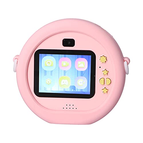 ciciglow Kids Camera, Portable Mini Pink Round Camera for Children 2.4 Inch 4000W IPS Selfie Video Kid's Toy Camera for Birthday Gifts, Waterproof Shockproof Shell Camera