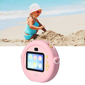 ciciglow Kids Camera, Portable Mini Pink Round Camera for Children 2.4 Inch 4000W IPS Selfie Video Kid's Toy Camera for Birthday Gifts, Waterproof Shockproof Shell Camera